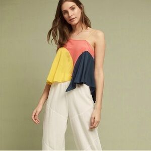 🏷️ 2/$20 Anthropologie Lilka Vista Silk Colorblock Scarves Crop Top